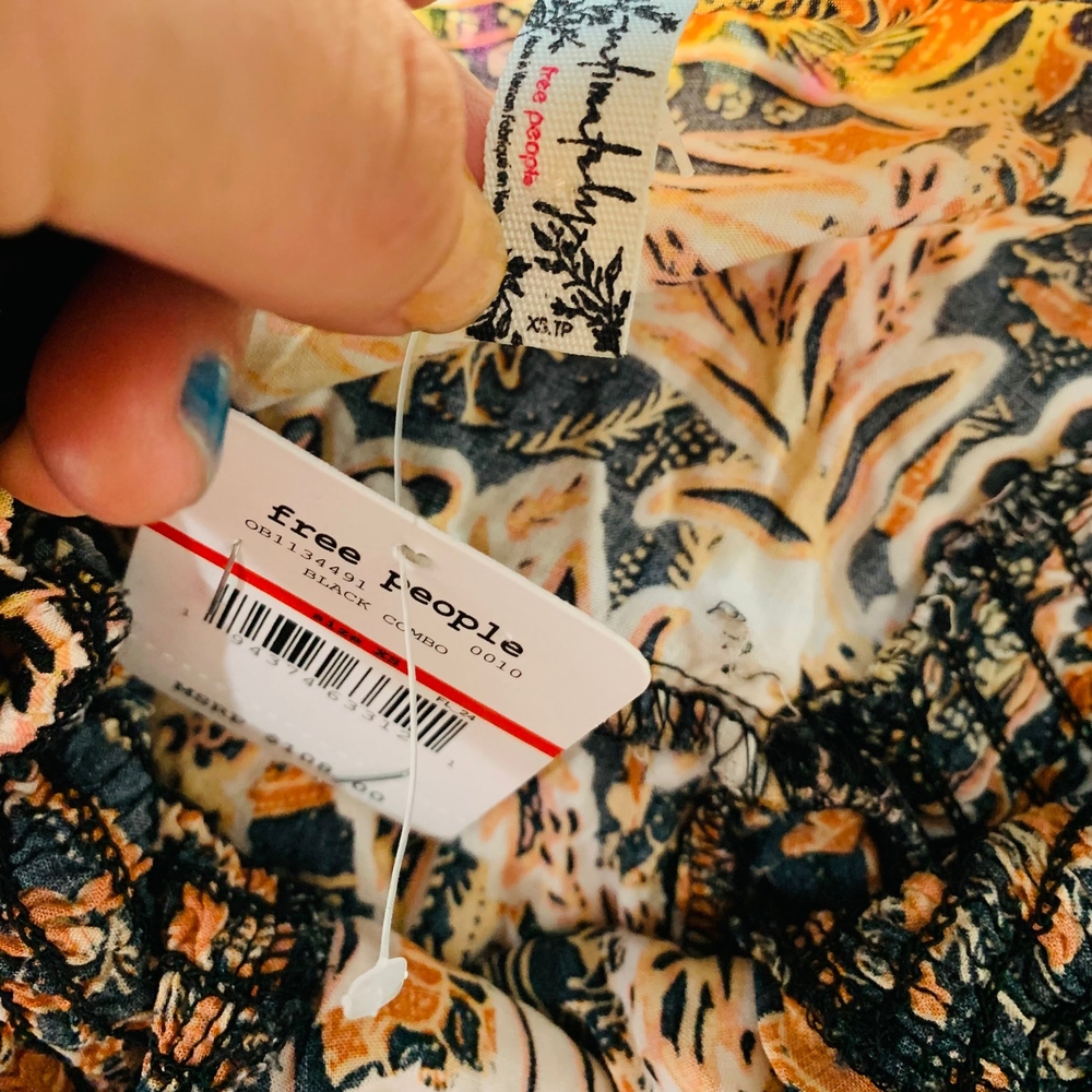Free People Orange Gold Asymmetrical Sundress Spaghetti Strap - Picture 8 of 9